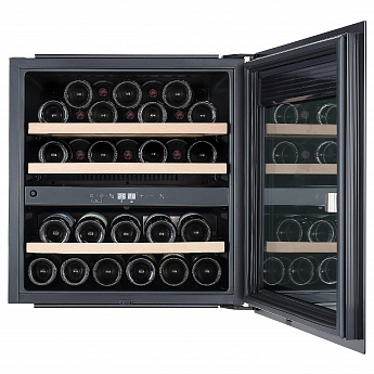картинка Встраиваемый винный шкаф Korting KFW 604 DB GN черное стекло 